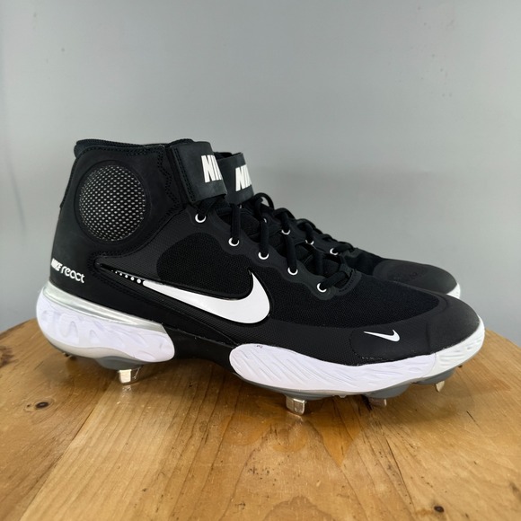 Nike Other - Nike Alpha Huarache Elite 3 Mid Mens Size 12 Metal Baseball Cleats Black White